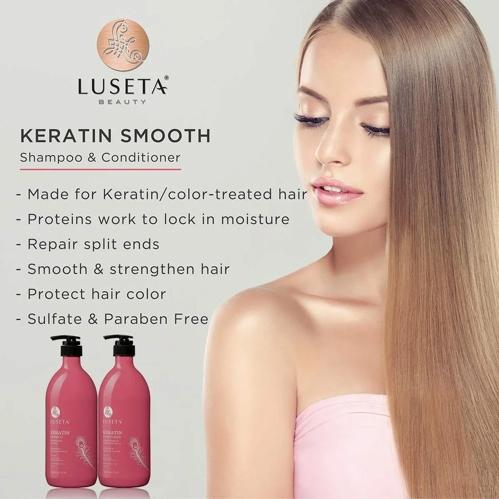 Luseta Keratin Smooth Shampoo & Conditioner Set 33.8oz Each Sulfate-Free Hydrati